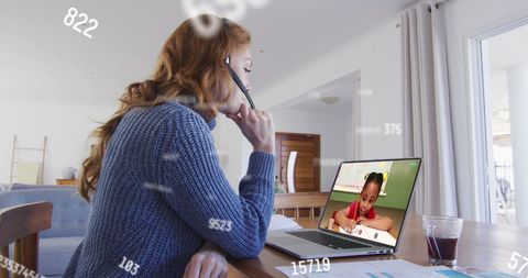 Remote Work Online Conference Call with Data Visualization - Download Free Stock Images Pikwizard.com