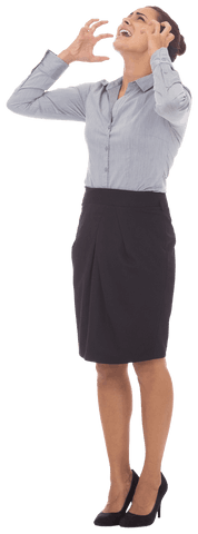 Angry Biracial Businesswoman Expressing Frustration on Transparent Background