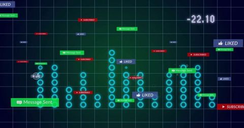 Social media metrics dashboard with interactive design elements