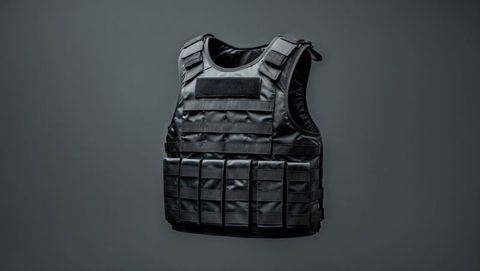 Black tactical bulletproof vest with molle system for bodyguards