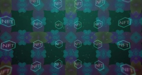 Futuristic neon nft pattern with geometric motifs