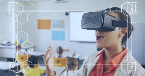 Teacher Engages Students with VR Technology in Classroom - Download Free Stock Images Pikwizard.com