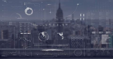 Digital Overlay of Technology Interface Over City Skyline - Download Free Stock Images Pikwizard.com