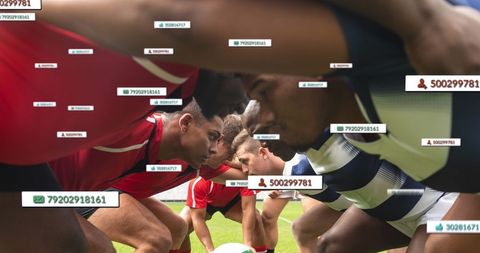 Rugby Players with Social Media Links and Stats Overlay
