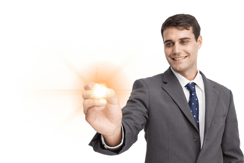 Happy Businessman Pointing Engages with Virtual Interface - Download Free Stock Videos Pikwizard.com