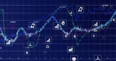 Displaying Financial Dashboard with Candlestick Charts, Trend Lines and Economic Icons