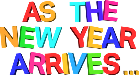 Vibrant Lettering for New Year Celebration on Transparent Background