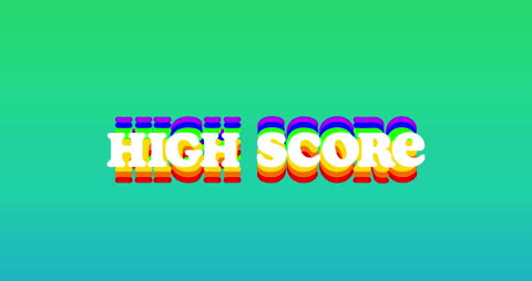 Colorful 3D 'High Score' Text on Green Gradient Background
