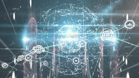 Futuristic Digital Network Protected by Cybersecurity