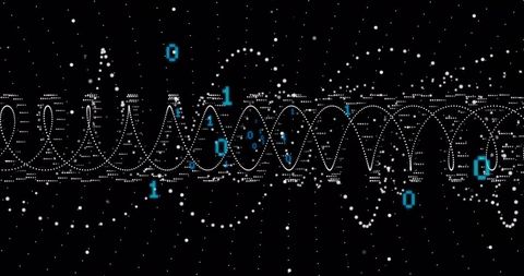 Binary Coding Over DNA Strand Illustrating Technology Concept