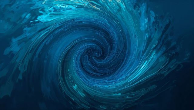 Dynamic abstract swirling blue vortex fluid motion