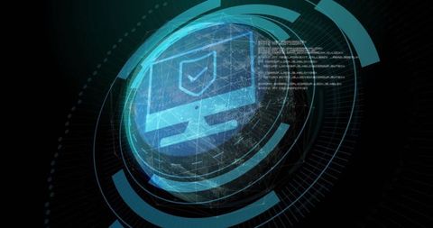 Futuristic holographic cybersecurity technology concept