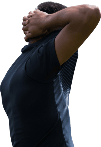 Transparent Soccer Player Expressing Frustration with Tense Posture