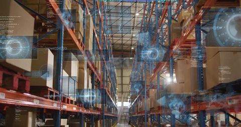Optimizing Warehouse Logistics with Smart Inventory HUD Over Pallet Racking Aisle