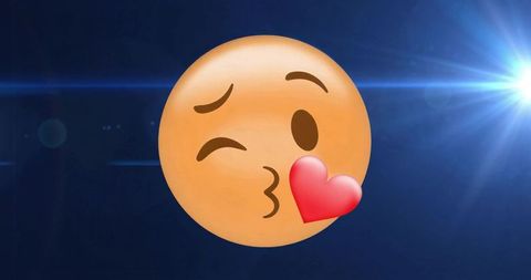 Winking Emoji Blowing Heart on Vibrant Blue Background