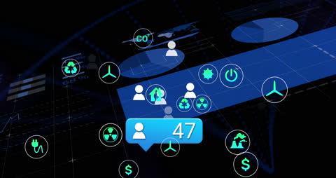 Futuristic Technology Infographics with Dynamic Icons Interface
