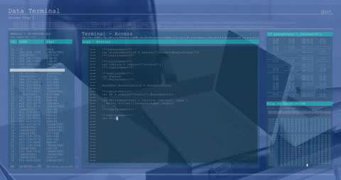 Animation of Financial Data Processing on Desk in Office