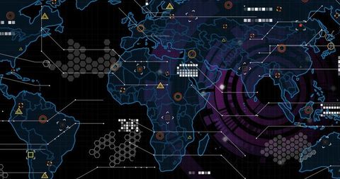 Digital World Map Interface with Futuristic Data Visualization - Download Free Stock Images Pikwizard.com