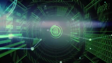 Futuristic 3D Data Panels and Central Interface Display