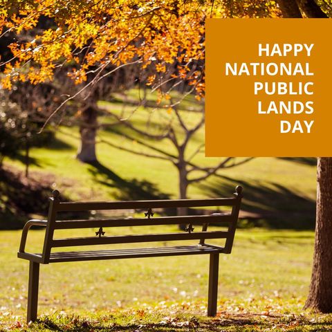 scenic autumn park bench celebrating national public lands day - Download Free Stock Templates Pikwizard.com