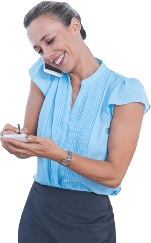 transparent smiling businesswoman taking notes during call - Download Free Stock Videos Pikwizard.com