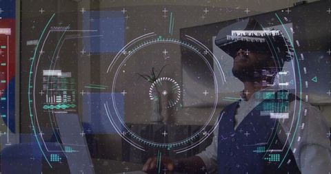 Futuristic vr technology with virtual data interface