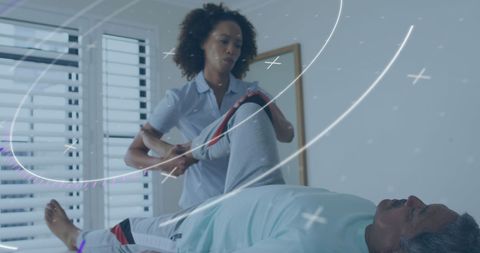 Physiotherapy Session with Advanced Medical Technology Overlay