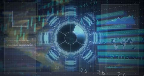 Futuristic HUD with Animated Circular Gauge Displaying Data Segments - Download Free Stock Images Pikwizard.com