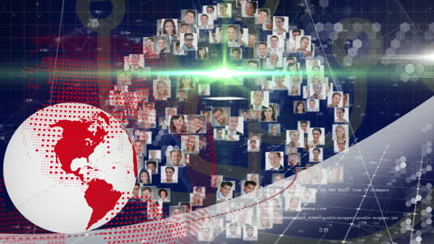 Global Networking and Digital Connections Concept with Profile Photos