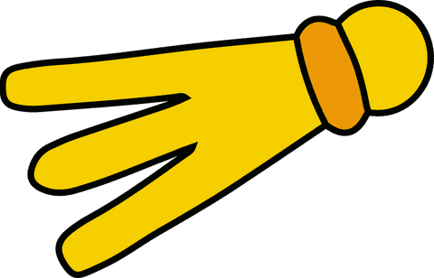 Playful three-fingered glove icon on transparent background