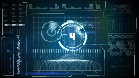 Futuristic Data Processing Interface with Countdown Element