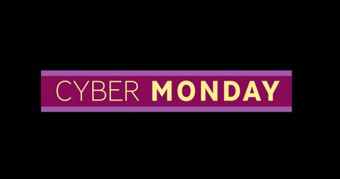 Cyber Monday Promotion Text in Yellow and Purple