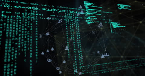 Futuristic Data Processing Animation with Digital Connections