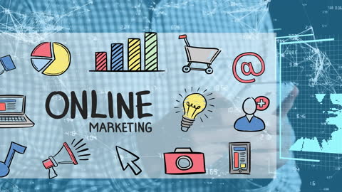 Digital Marketing Concepts with Animated Elements and Smartphone