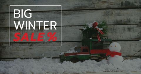 Christmas Sale Advertisement With Festive Truck and Snowman - Download Free Stock Images Pikwizard.com