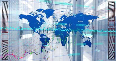 Global Data Analysis with Digital World Map on Server Background - Download Free Stock Images Pikwizard.com