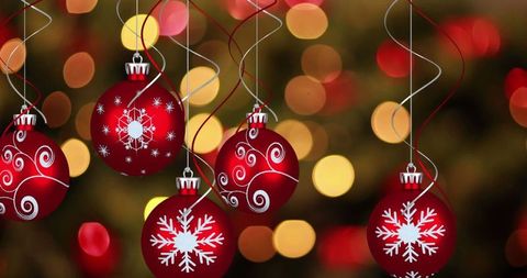 Red Christmas Baubles with Bokeh Lights Background - Download Free Stock Images Pikwizard.com