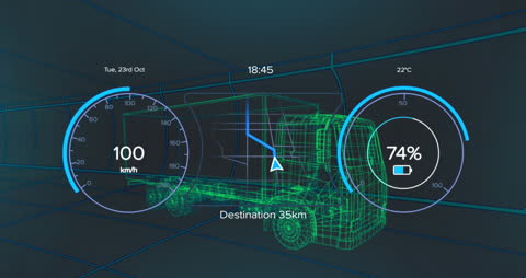 Digital Interface Overlay on Electric Car Design