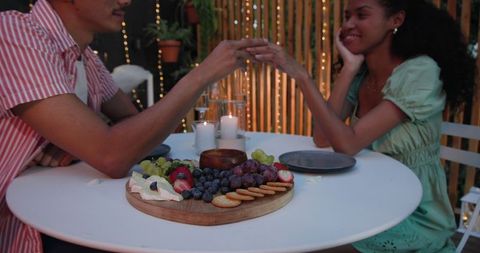 Romantic Garden Dinner Holding Hands Romantic Evening