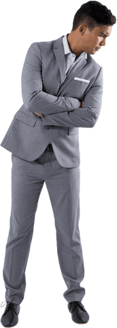 Confident businessman in formal suit standing transparent background