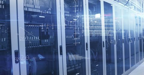 Digital Interface and Mathematical Equations Over Computer Servers - Download Free Stock Images Pikwizard.com