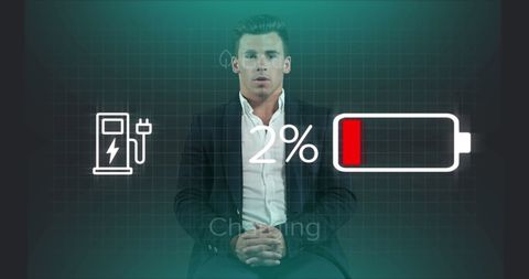 Businessman discussing electric vehicle charging interface