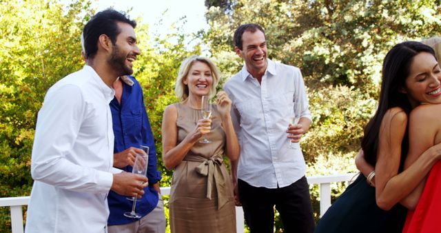 Group of Friends Celebrating Outdoors with Champagne - Download Free Stock Images Pikwizard.com