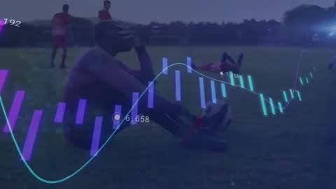 Goalkeeper Reflecting With Overlay of Digital Financial Charts