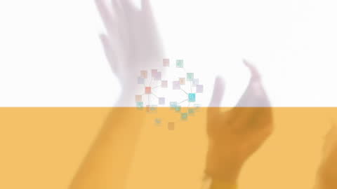 Diverse Hands Dancing with Spain Theme Background and Network Graphics