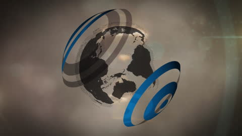 Rotating Digital Globe with Technology Blueprint