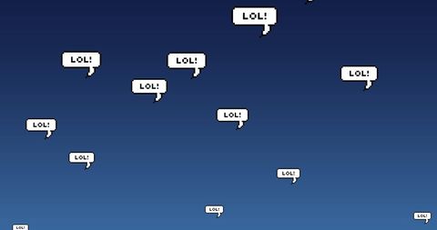 Floating lol speech bubbles on dark blue background