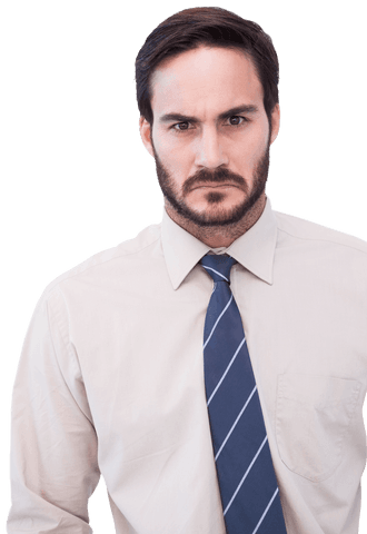 Transparent Angry Businessman in Formal Attire