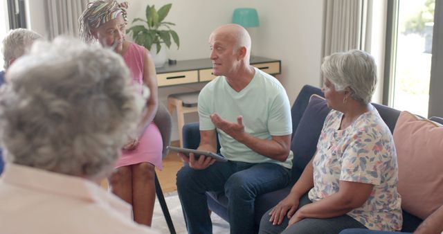 Senior Group Therapy Session in Cozy Living Room - Download Free Stock Images Pikwizard.com