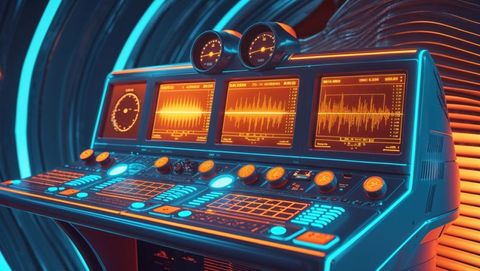 Futuristic high-tech control panel with glowing interface, seismograph concept